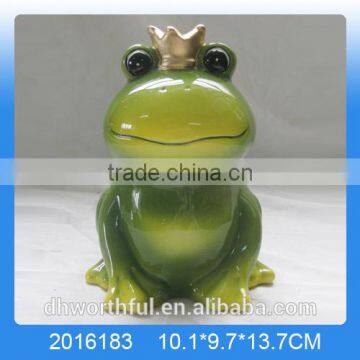 2016 Hot Selling green ceramic frog piggy bank