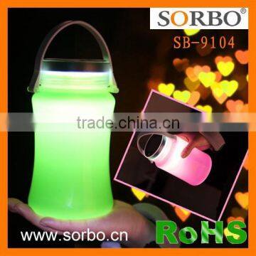 Top Best Sale Solar Camping Lantern Watrerproof USB Rechargeable Silicone Bottle Colors light