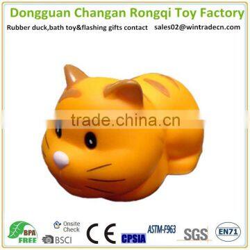 Cat shaped vinyl toy for dog squeaky toy sound