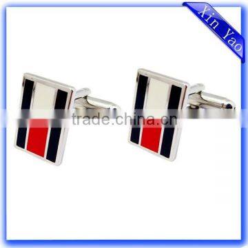 Brass stamping square shaped metal silver fashion cufflinks