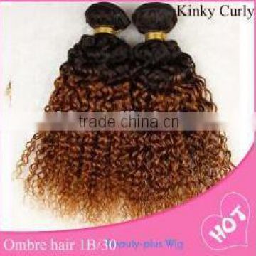 Hot Selling ,afro kinky curly Ombre color two tones T color hair extension for black women