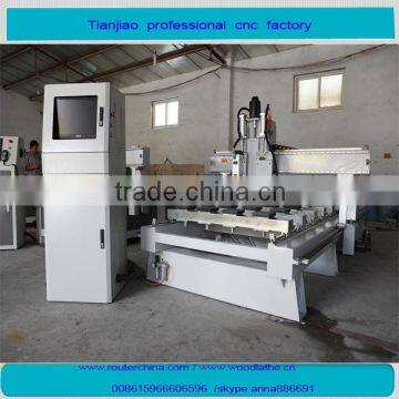 wood door lock cnc carving router two spindle one is vetical another is horizonal