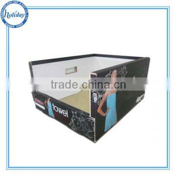 attractive cardboard retail pallet display, stackable towel PDQ box