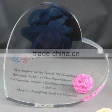 Heart Shape Crystal With Customized Logo For Wedding Centerpieces