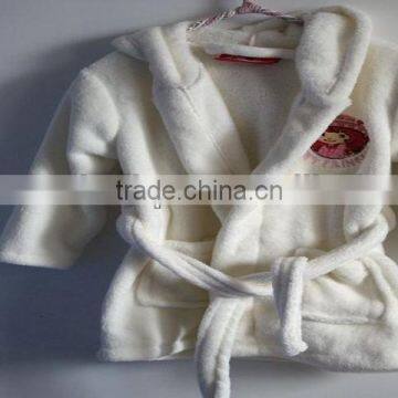 White Coral Fleece Bathrobe Kids Cute Robe