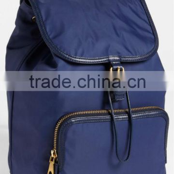 luxury school backpack made of nylon with real leather trim