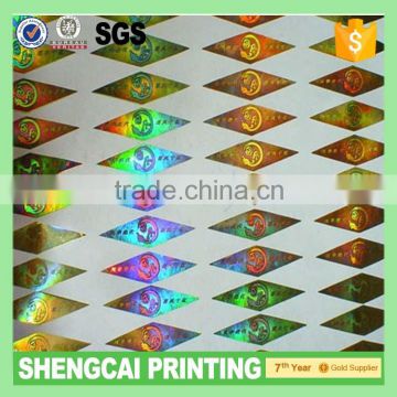 Custom Pet Adhesive Hologram Protected Sticker Laser Film Sticker