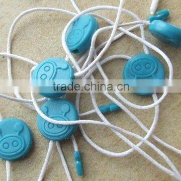 round shaped embossed plastic string tags