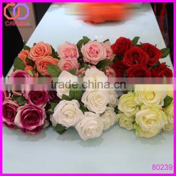 wholesale 9 heads silk rose bunch wedding artificial rose flower