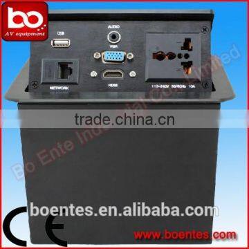 Hydraulic Pop Up Table Outlets Boxes/Aluminum Brushed Power Socket With Bottom HDMI Plugs photo-3