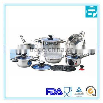 18pcs wide cut edge stainless steel professional cookware Jiangmen Factory