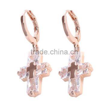 Fashion earring designs new model earrings cross zircon hoop earrings