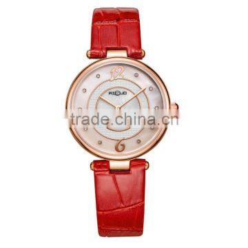 Waterproof genuine leather band luxury diamond fashion quartz lady's watch