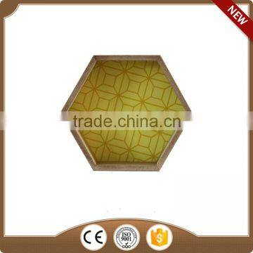 yellow hexagon wooden tray