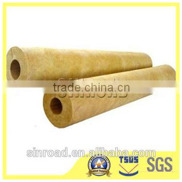 Materials Construction Water Insulated 80kg/m3 Rock Wool Pipe / Tube Fireproof Insulation