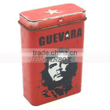 High Quality Hinged Rectangular Cigarette Tin Can with Customized Printing