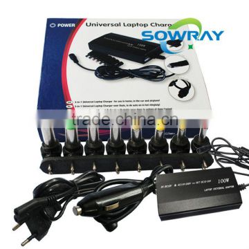 universal laptop adapter 100W for all brand charger with 8 plug car charger factory