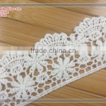 100% Cotton Nature Color Embroidered Lady Suit Lace Trimming