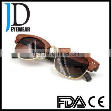 Hot Sell Custom Made OEM Fashion Half-Rim Wooden Sunglasses