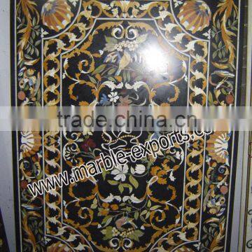 Home Decorative Marble Inlay Dining Table Top Pietre Dure Inlaid Table Top