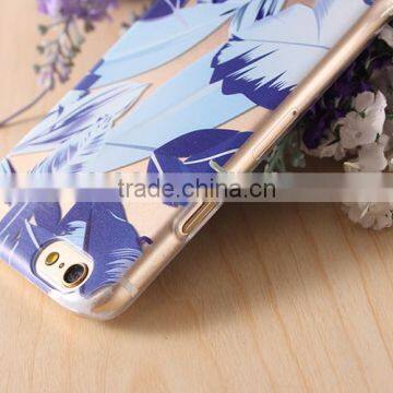 Transparent Ultrathin hard plastic Cell Phone Case with blue painting case for Iphone