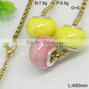 Attractive yellow and pink ceramic gold filled necklace