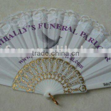 Bronzing plastic ribs with fabric spanish fan