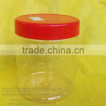 food grade plastic jars with colored lids