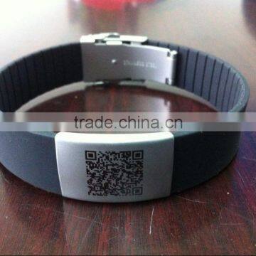 silicone id bracelets with stainless steel plates