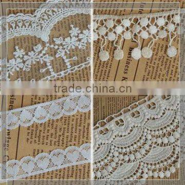 Embroidery wide polyester spandex elastic lace