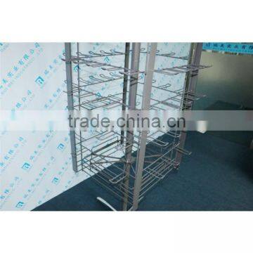 Free-standing 360-degrees 4-side Rotating Wire Grid Display Rack