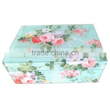 flower pattern glass mirror jewelry box