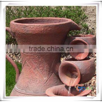 Small Indoor Multi Ceramic Pot Fiberglass Fountain photo-3