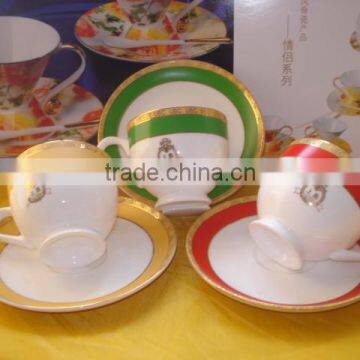 250ml Golden Printing Porcelain Mug , Golden Porcelain Saucer, Golden Printing Porcelain Bowl ,golden Printing Spoon photo-5