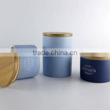 Factory Direct Wholesale Modern Design 3 Layer Mason Ceramic Candy Jar With Wooden Lid photo-6
