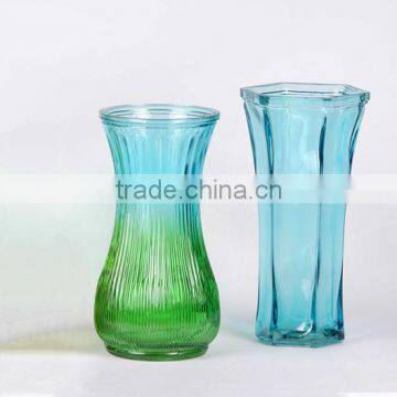 blue glass vase for bar