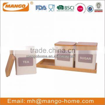 White Kitchen Metal Tea Coffee Sugar Canister Set photo-5