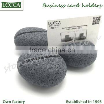 Business card holder round shape natural stone rock for gift for business man