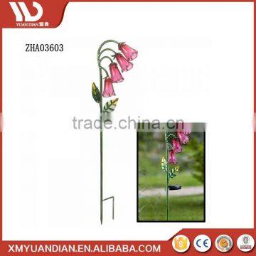 Chinese Garden Decoration Foxglove Glass Flower Led Solar Light Stake