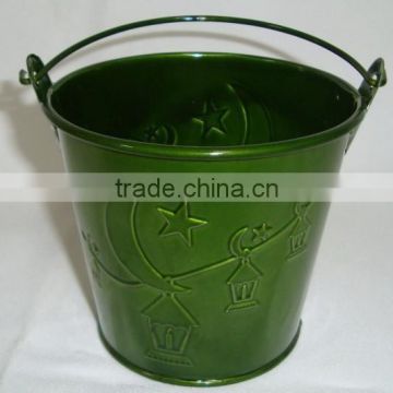 High Light Relief Round Green Flowerpot/Garden Planter