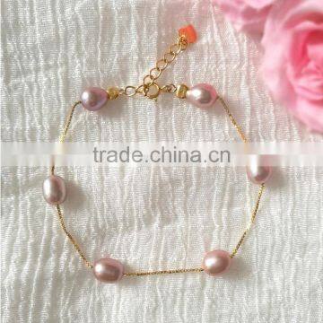 8-9 mm Purple Rice Shape Freshwater Pearl Bracelet photo-5