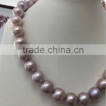 Wholesale 11-12 mm Purple Round Freshwater Loose Pearl Jewelry Necklace photo-2