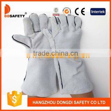 DDSAFETY Grey Cow Split Welding With Reinforced On Palm+Thumb+Forefinger