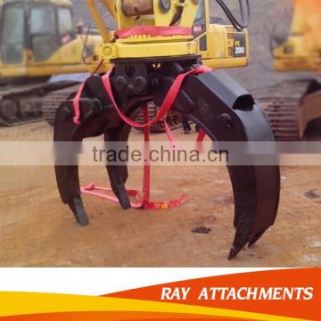 hydraulic excavator wood scrap grapple