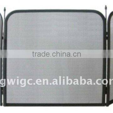 3 panel folding metal fire screen