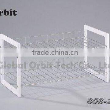 Living Room Furniture Stackable 4 Tier Stainless Steel Metal Shoe Rack photo-4