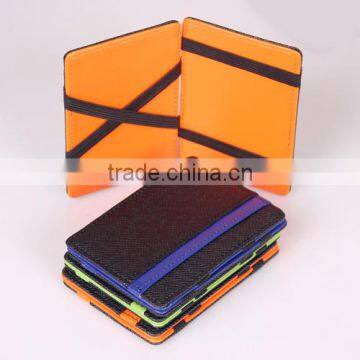 PU Leather Elastic Trick Fold Wallet Magic Money Clip