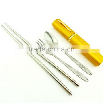 Traveling cutlery set, stainless steel spoon and chopsticks