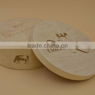 pine wood cheese printed circle box|wooden box