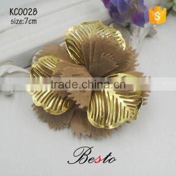 Fashion vintage metal felt brown shoe flower for women shoes